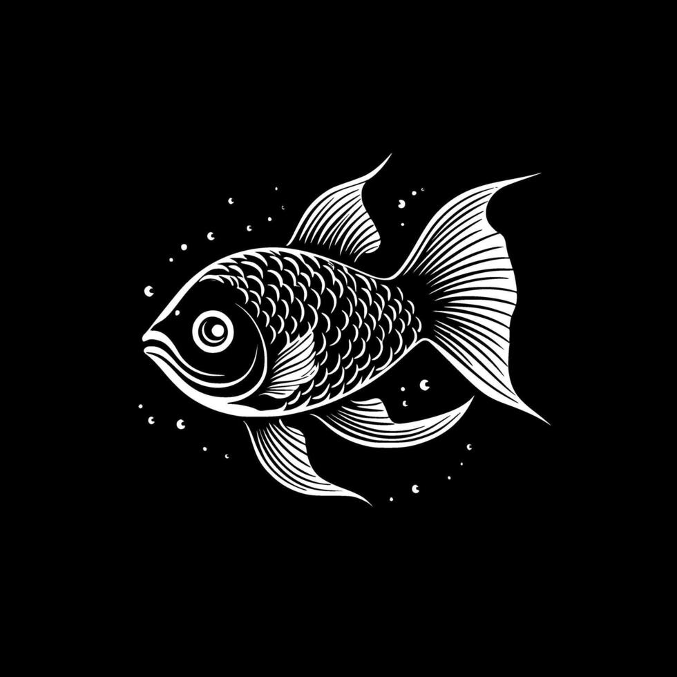 poisson rouge - noir et blanc isolé icône - illustration vecteur