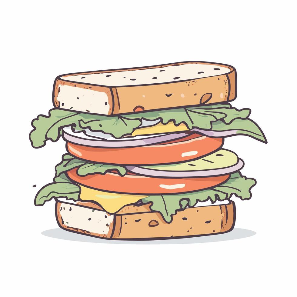 délicieux dessin animé sandwich illustration conception vecteur