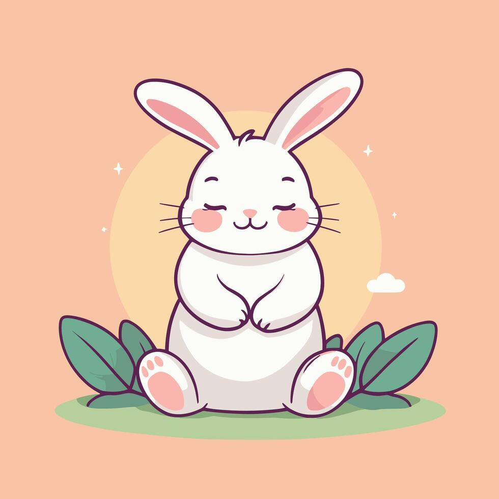 adorable dessin animé lapin mensonge vers le bas repos vecteur