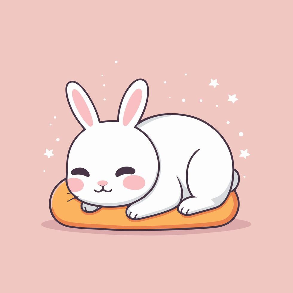 adorable dessin animé lapin mensonge vers le bas repos vecteur