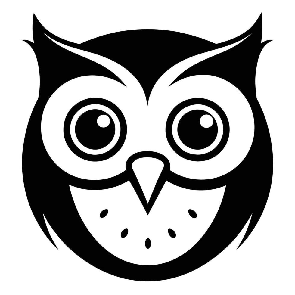 illustration de hibou tête silhouette sur blanc vecteur