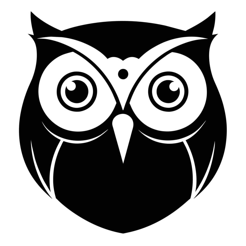 illustration de hibou tête silhouette sur blanc vecteur