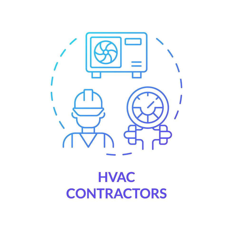 HVAC entrepreneurs bleu pente concept icône. professionnel ingénieur. entretien et réparation. rond forme ligne illustration. abstrait idée. graphique conception. facile à utilisation dans promotionnel Matériel vecteur