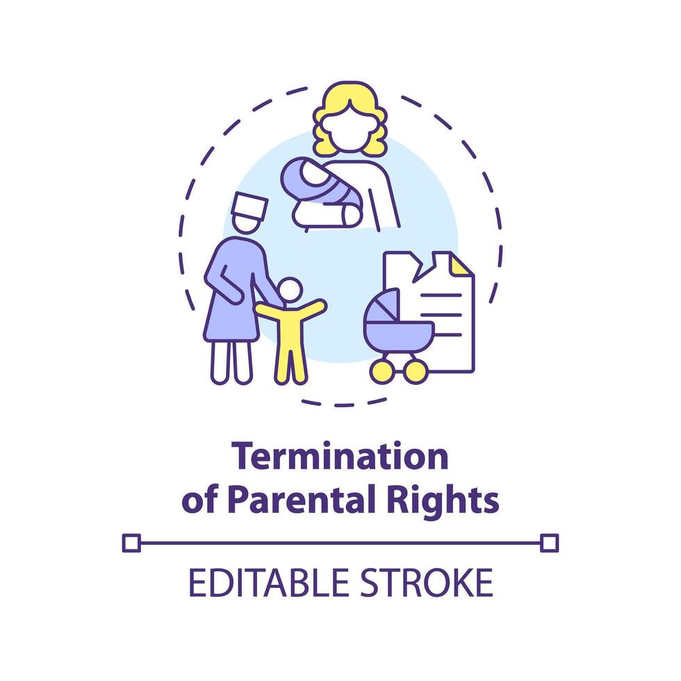 parental droits Résiliation multi Couleur concept icône. fin de enfant garde à vue. légal document. enfant protection. rond forme ligne illustration. abstrait idée. graphique conception. facile à utilisation vecteur