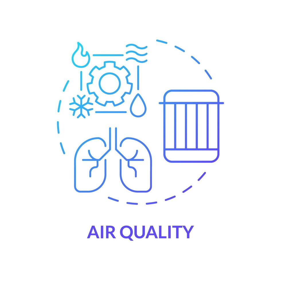 air qualité bleu pente concept icône. air filtre remplacement. respiratoire santé. HVAC système. rond forme ligne illustration. abstrait idée. graphique conception. facile à utilisation dans promotionnel Matériel vecteur