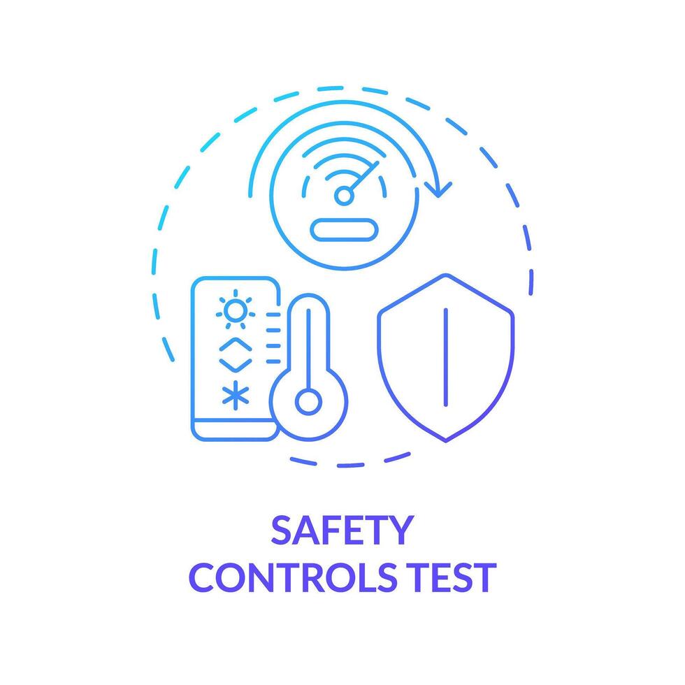 sécurité contrôles tester bleu pente concept icône. alarme système. HVAC sécurité. prévenir accident. rond forme ligne illustration. abstrait idée. graphique conception. facile à utilisation dans promotionnel Matériel vecteur