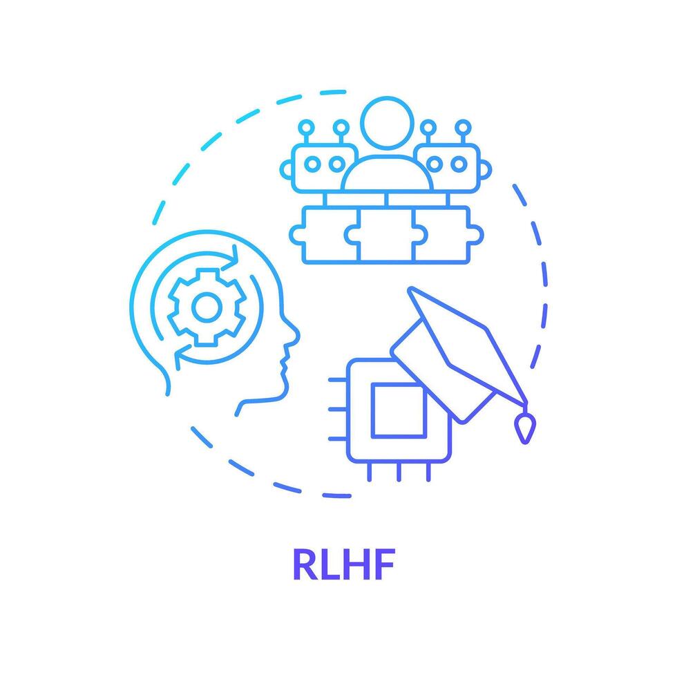 rhf bleu pente concept icône. renforcement apprentissage, Humain examen. Profond apprentissage techniques. rond forme ligne illustration. abstrait idée. graphique conception. facile à utilisation dans infographie, présentation vecteur