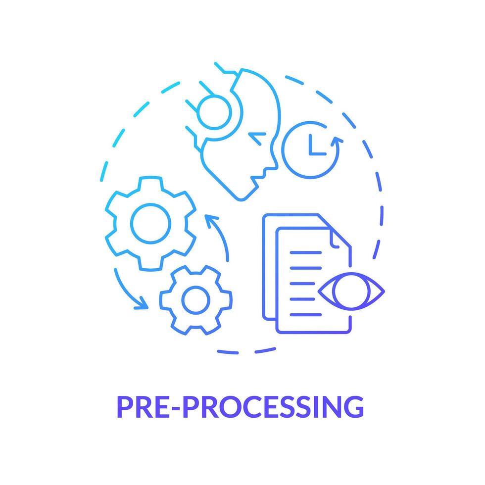 prétraitement bleu pente concept icône. virtuel assistant, transformateur outils. Les données traitement. rond forme ligne illustration. abstrait idée. graphique conception. facile à utilisation dans infographie vecteur