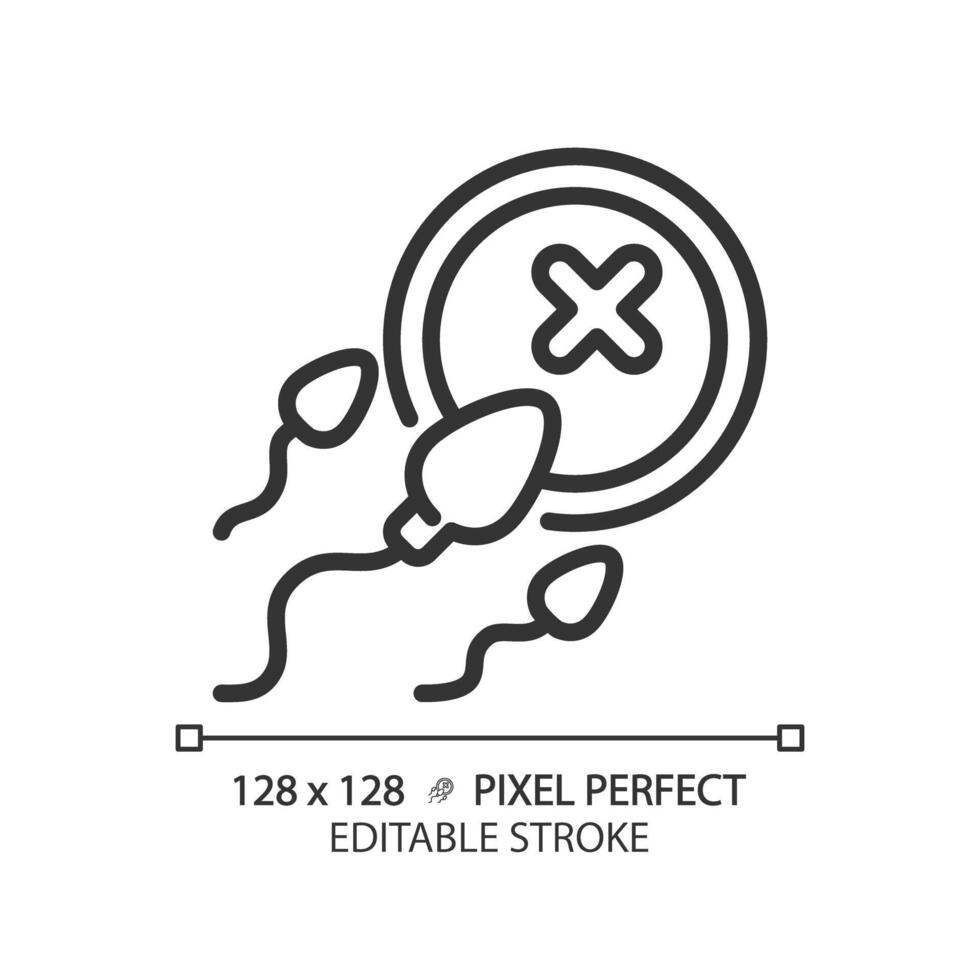 infertilité linéaire icône. Masculin érectile dysfonctionnement, impuissance. ovulation insémination problème, sperme œuf. mince ligne illustration. contour symbole. contour dessin. modifiable accident vasculaire cérébral vecteur