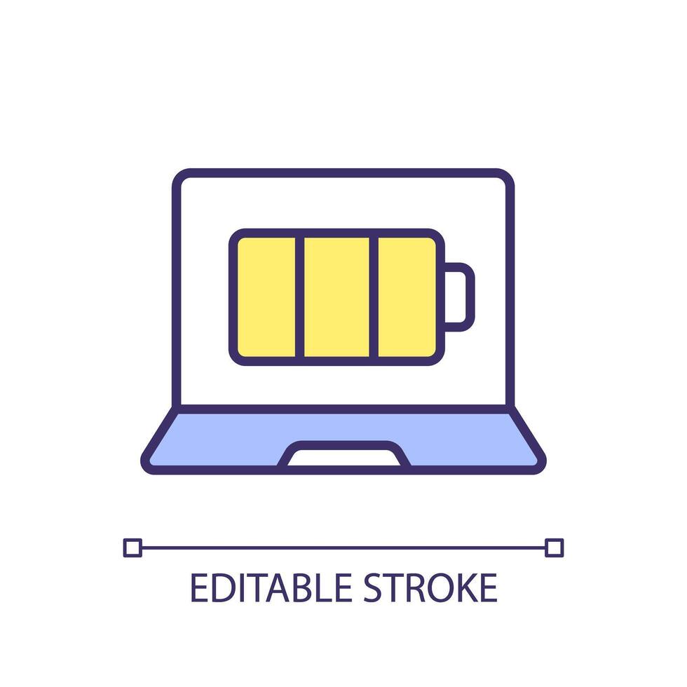 portable consommateur électronique rgb Couleur icône. li ion demande. énergie espace de rangement durabilité. produit sécurité. isolé illustration. Facile rempli ligne dessin. modifiable accident vasculaire cérébral vecteur