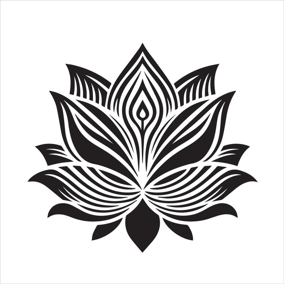 une noir et blanc dessin de une lotus fleur vecteur