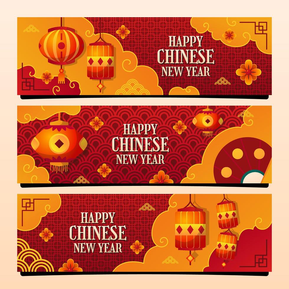 collection de bannières du nouvel an chinois vecteur