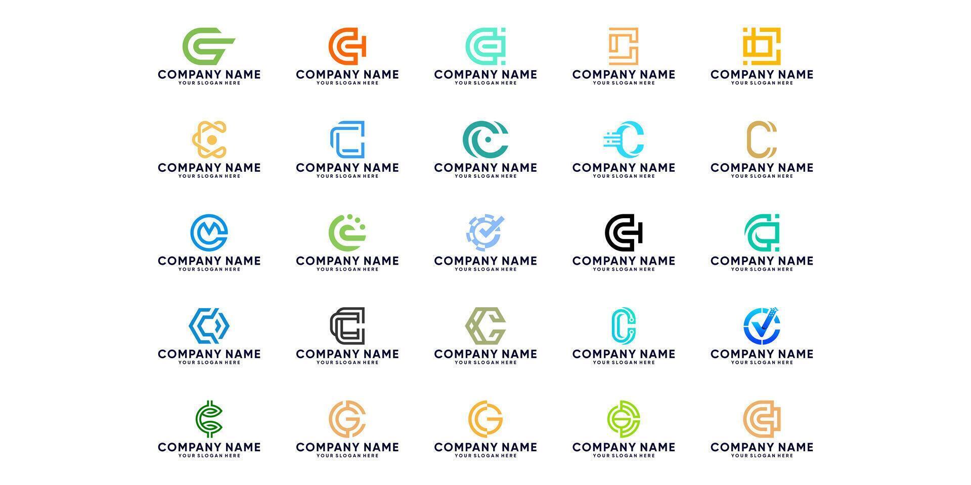 ensemble de Créatif lettre c logo conception Icônes. icône pour La technologie entreprise, numérique, simple. vecteur