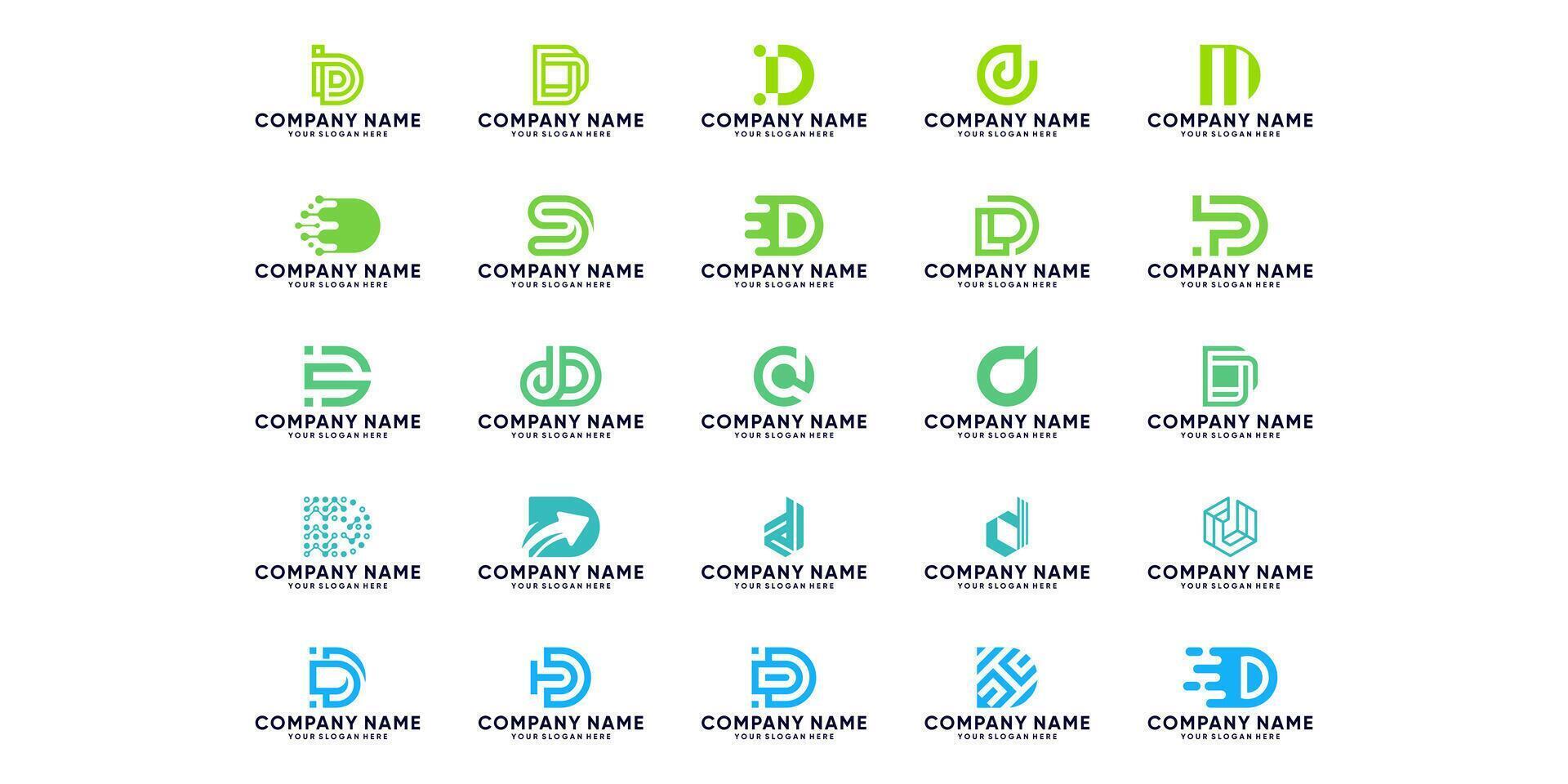 ensemble de Créatif lettre ré logo conception Icônes. icône pour technologie, numérique, financier affaires vecteur