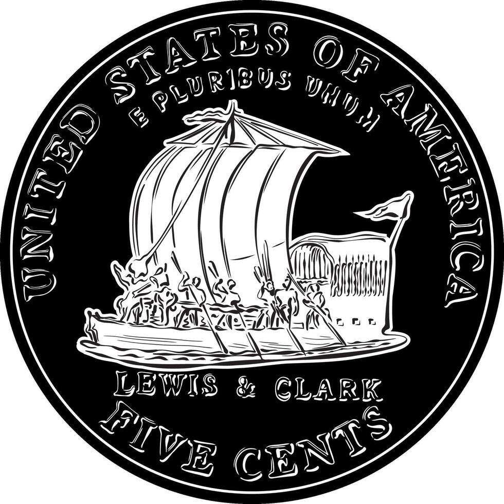 américain pièce de monnaie Lewis et Clark cinq cents vecteur