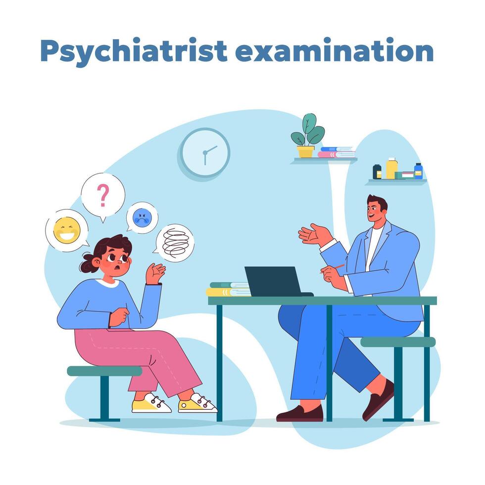 psychiatrique examen. illustration vecteur