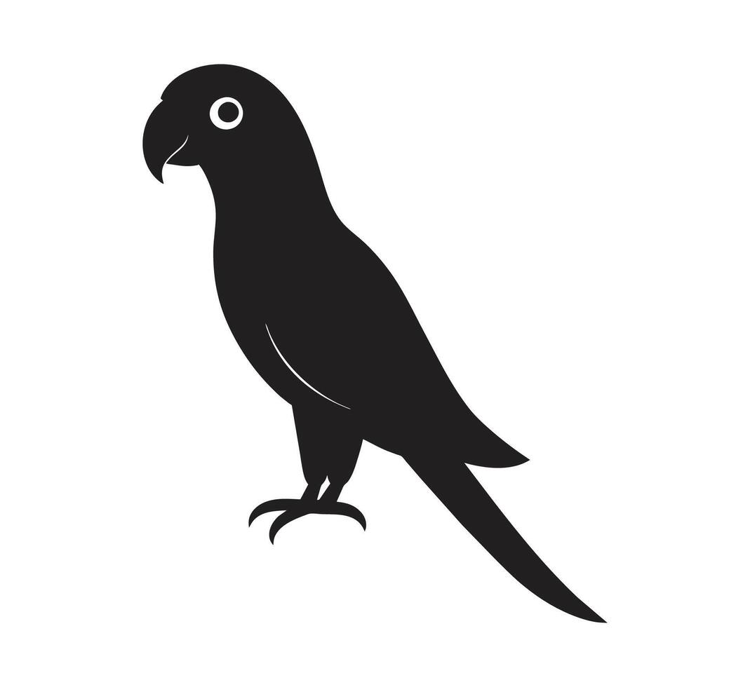 une silhouette perroquet noir et blanc logo agrafe art vecteur