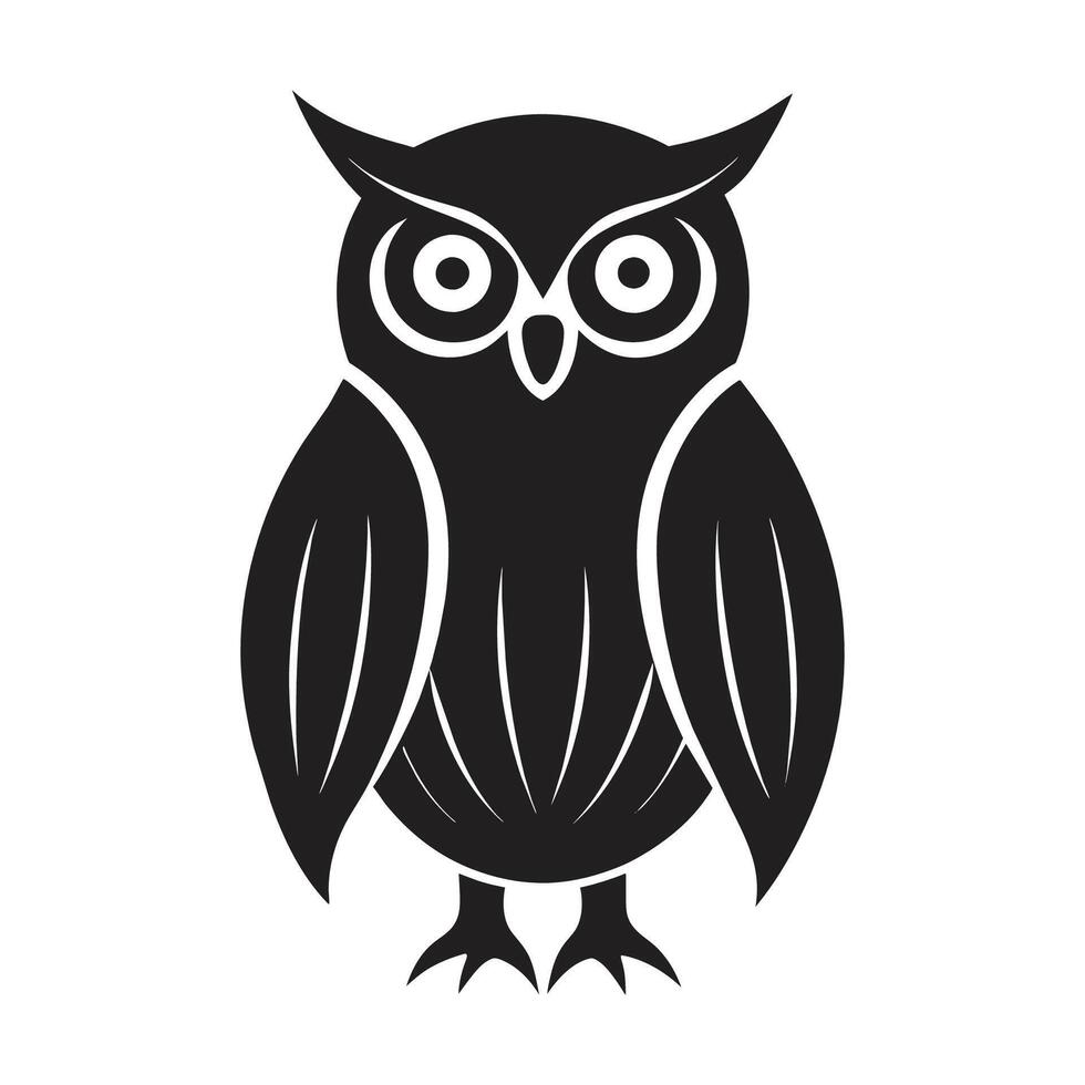 une silhouette hibou noir et blanc logo agrafe art vecteur