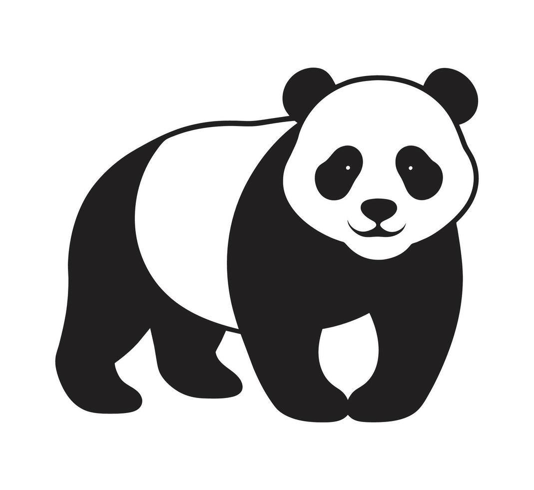 une silhouette Panda noir et blanc logo agrafe art vecteur