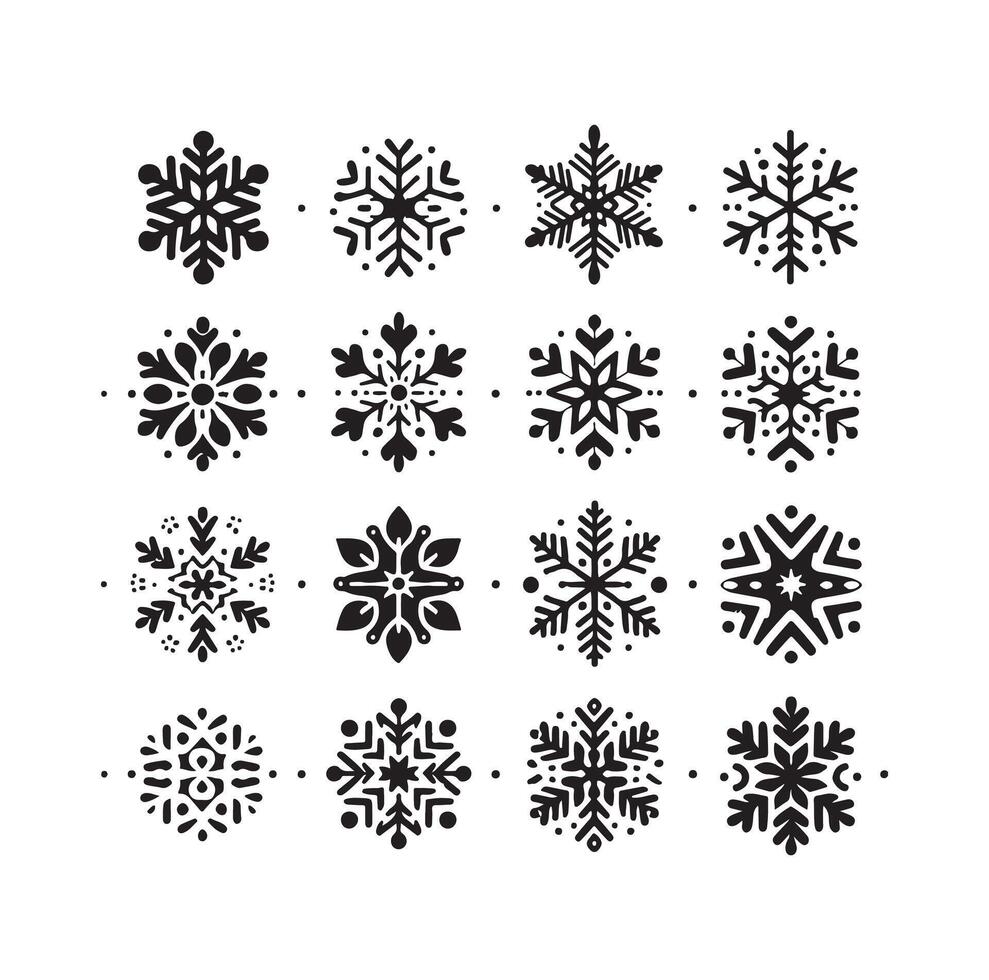 flocons de neige collection icône silhouette style élément vecteur