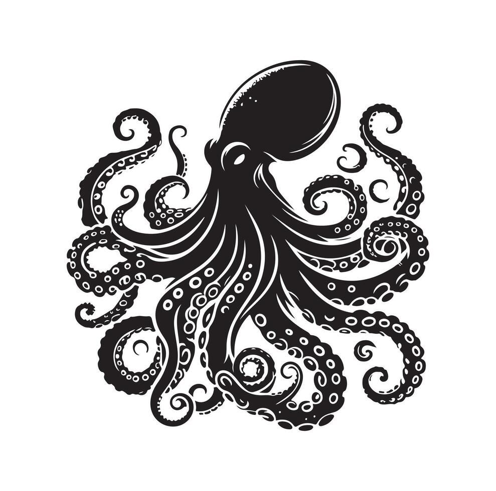 poulpe silhouette illustration logo vecteur