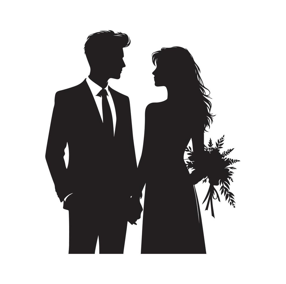 couple permanent silhouettes de homme et une femme vecteur