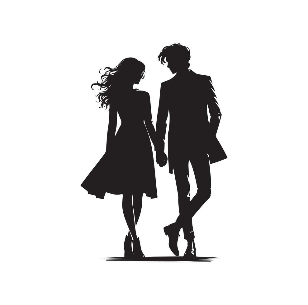 couple permanent silhouettes de homme et une femme vecteur