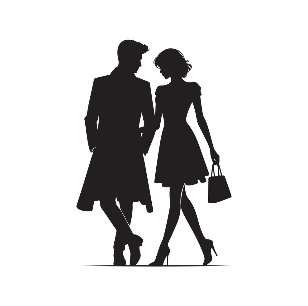 couple permanent silhouettes de homme et une femme vecteur