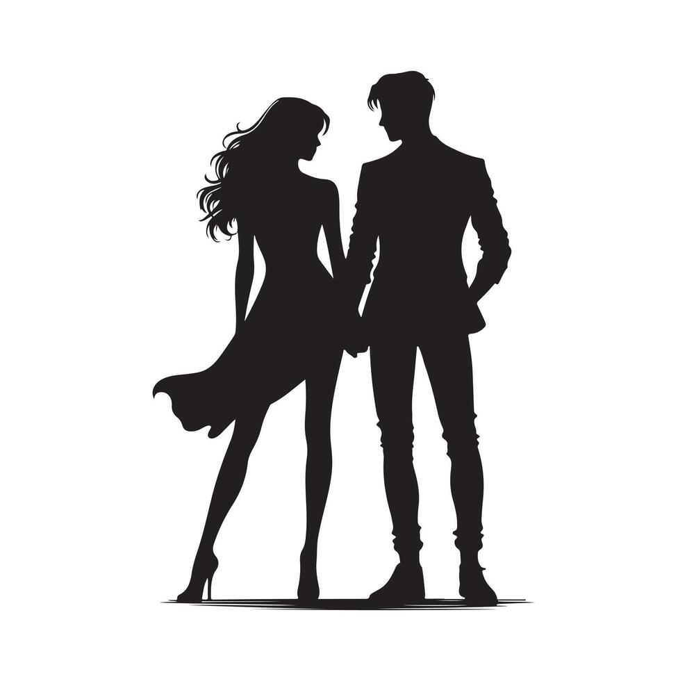 couple permanent silhouettes de homme et une femme vecteur