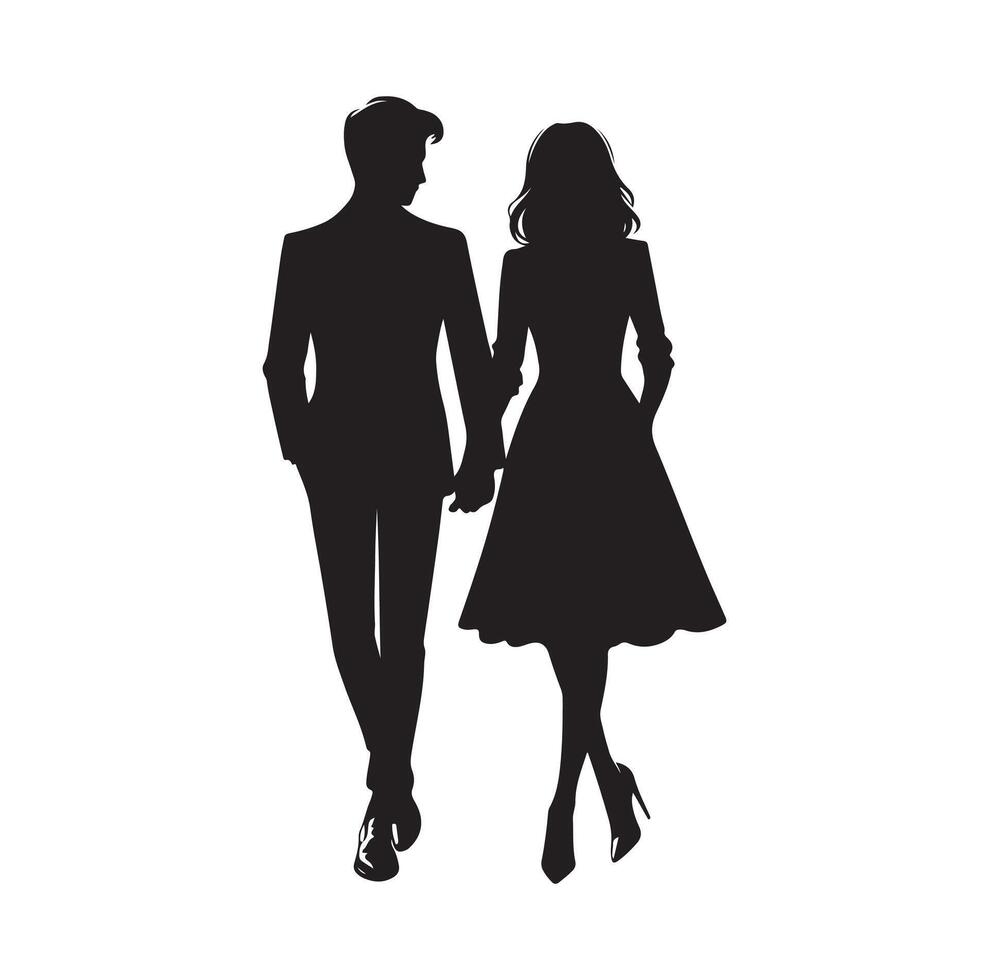 couple permanent silhouettes de homme et une femme vecteur