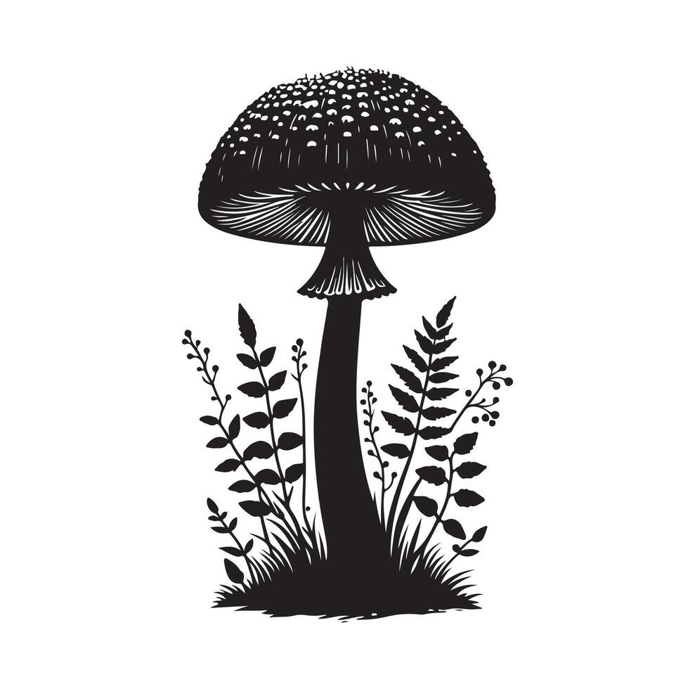 champignon icône illustration silhouette style vecteur