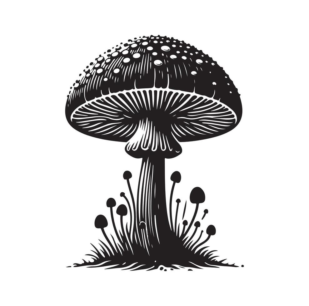champignon icône illustration silhouette style vecteur