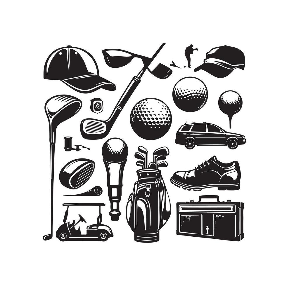 le golf icône collection illustration silhouette style vecteur