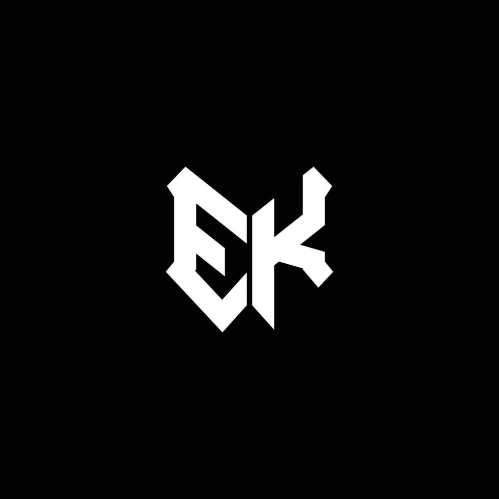 monogramme du logo ek avec modèle de conception de forme de bouclier vecteur