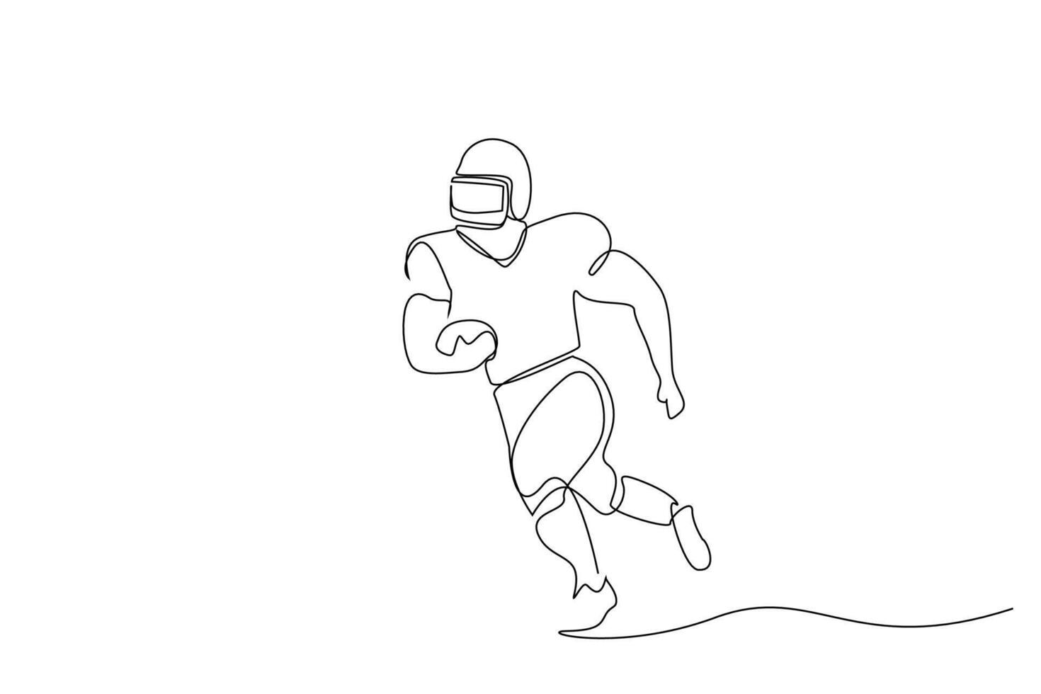 américain Football joueur athlète Balle équipe fonctionnement un ligne art conception vecteur