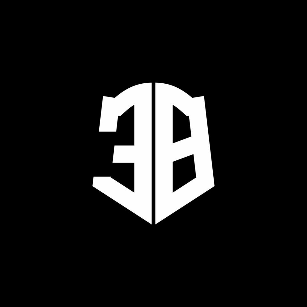 Ruban de logo de lettre monogramme eb avec style de bouclier isolé sur fond noir vecteur