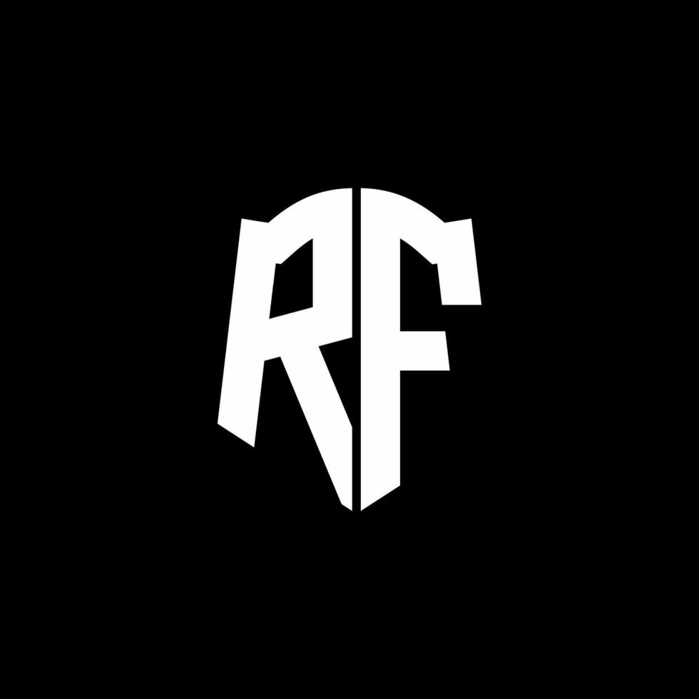 Ruban de logo de lettre monogramme rf avec style de bouclier isolé sur fond noir vecteur