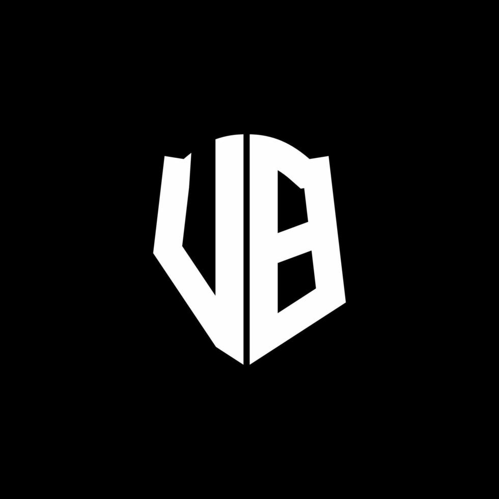 Ruban de logo de lettre monogramme vb avec style de bouclier isolé sur fond noir vecteur