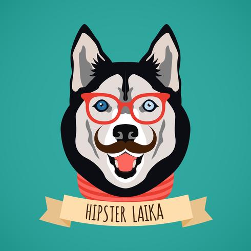 Portrait de chien hipster vecteur