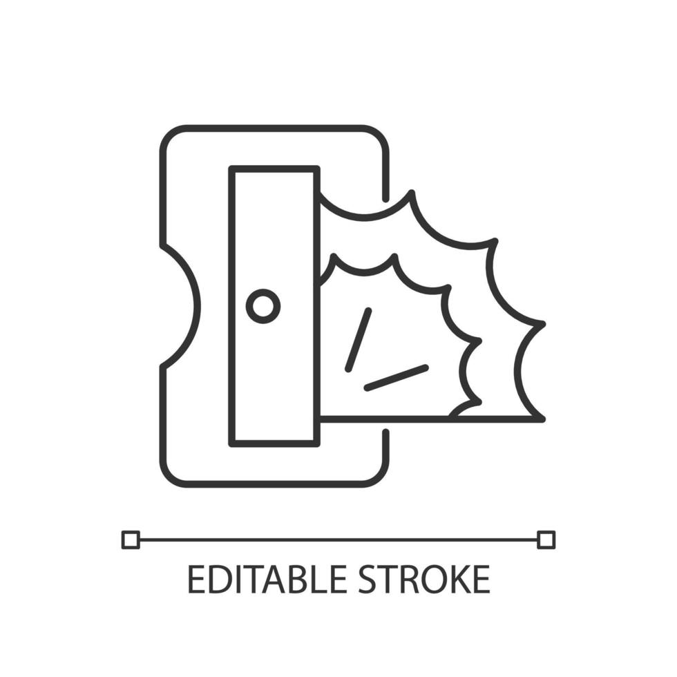 icône linéaire de taille-crayon. point d'écriture du crayon à aiguiser. couper le bois du graphite. illustration personnalisable de fine ligne. symbole de contour. dessin de contour isolé de vecteur. trait modifiable vecteur