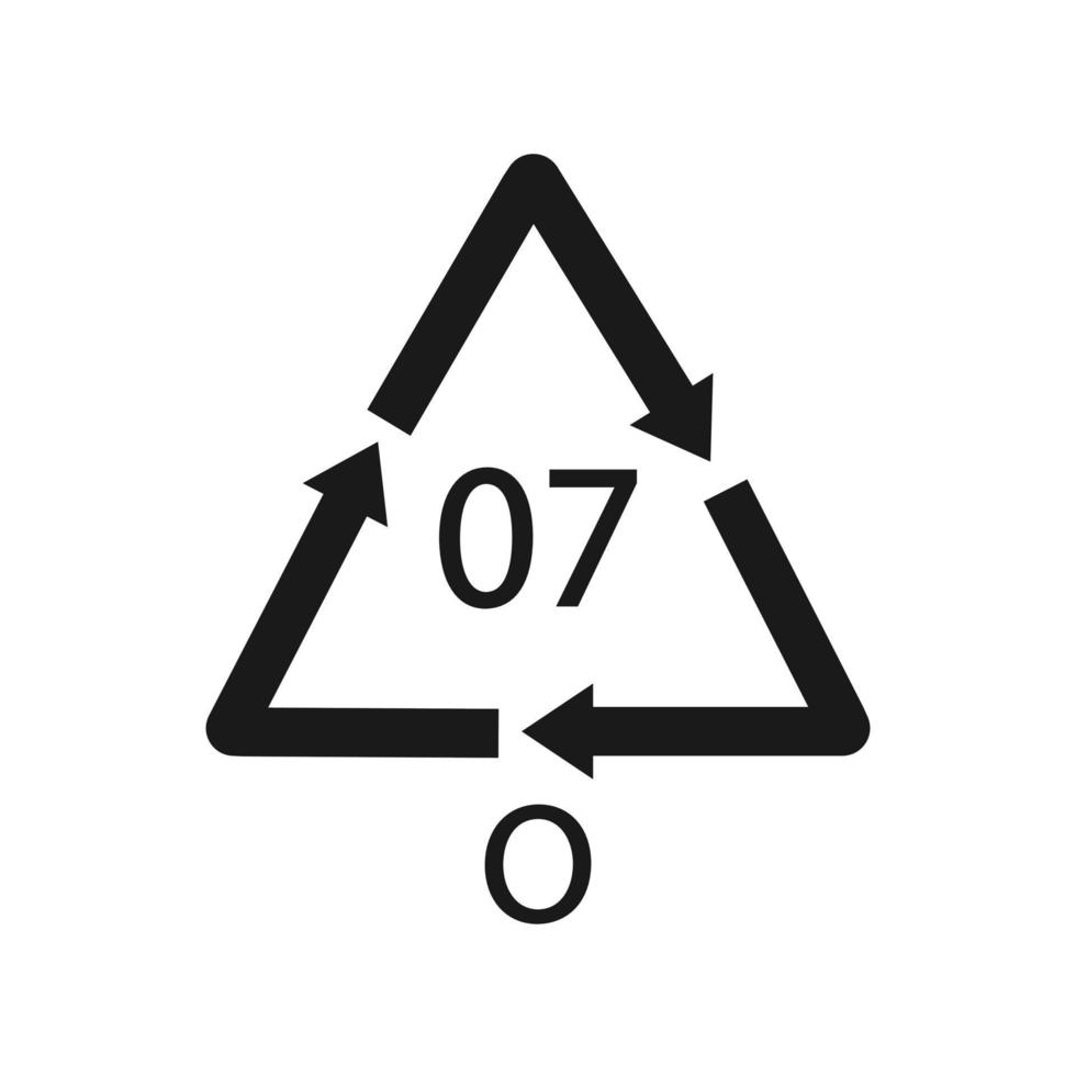 o 07 symbole du code de recyclage. signe de polyéthylène de vecteur de recyclage en plastique.