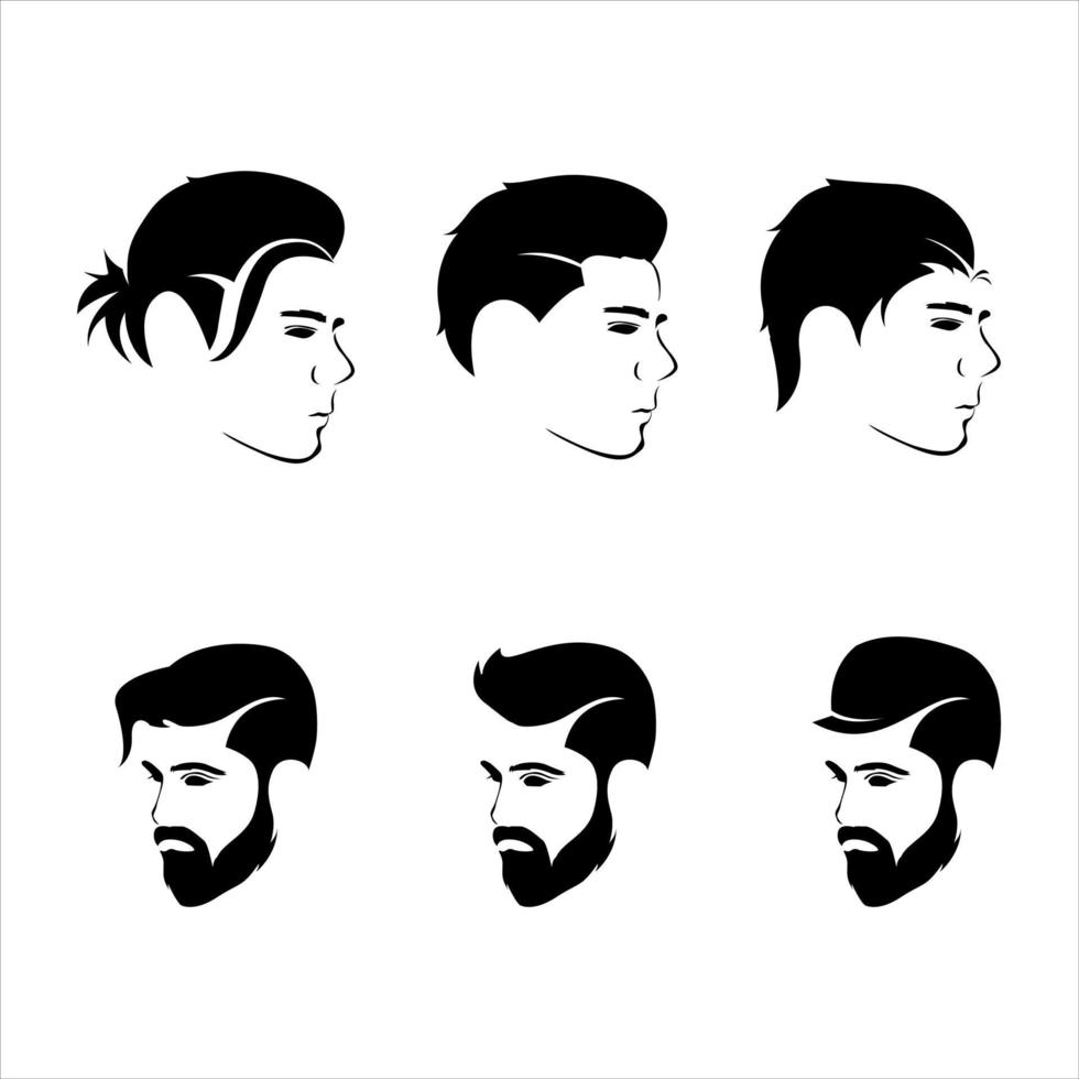 vecteur, ensemble, hommes, cheveux, style vecteur