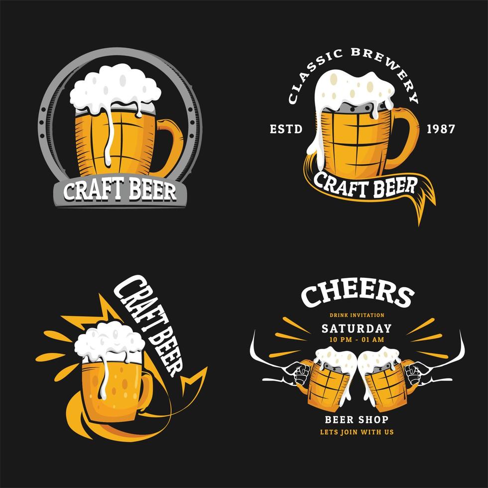 collection de bières artisanales à logo vintage vecteur
