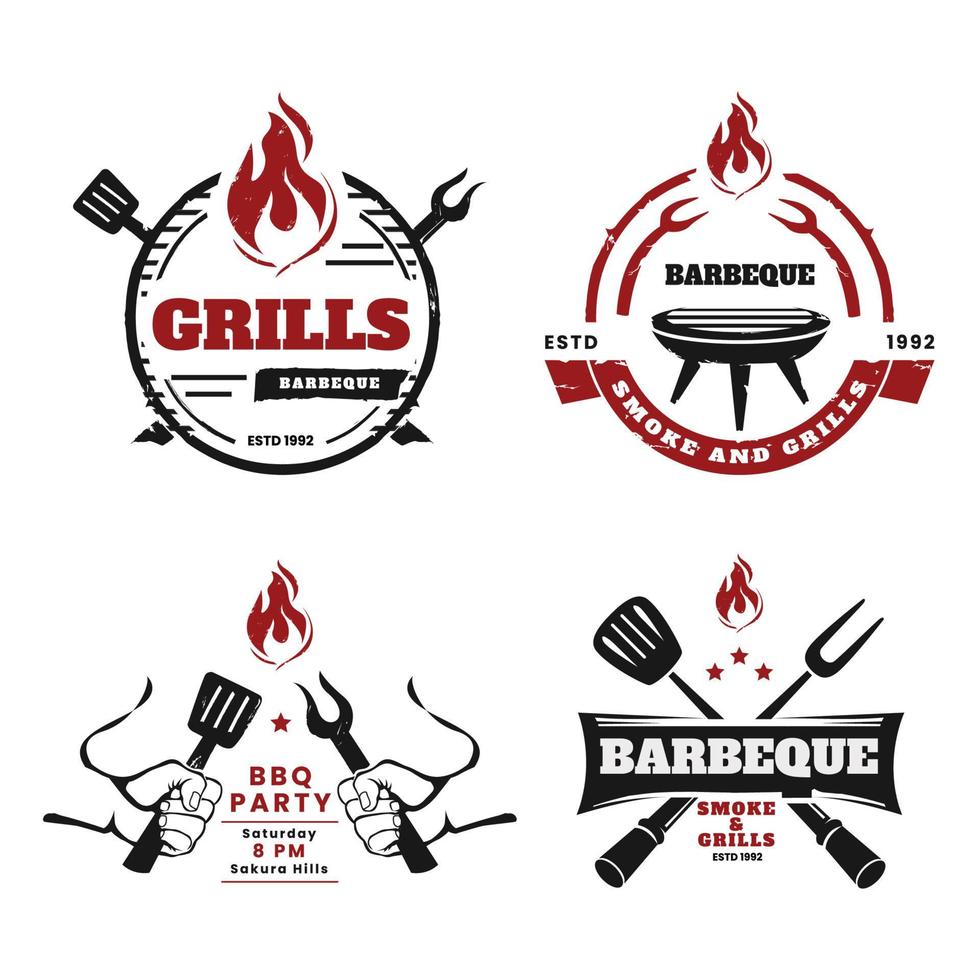 ensemble de collection de logos de barbecue vecteur