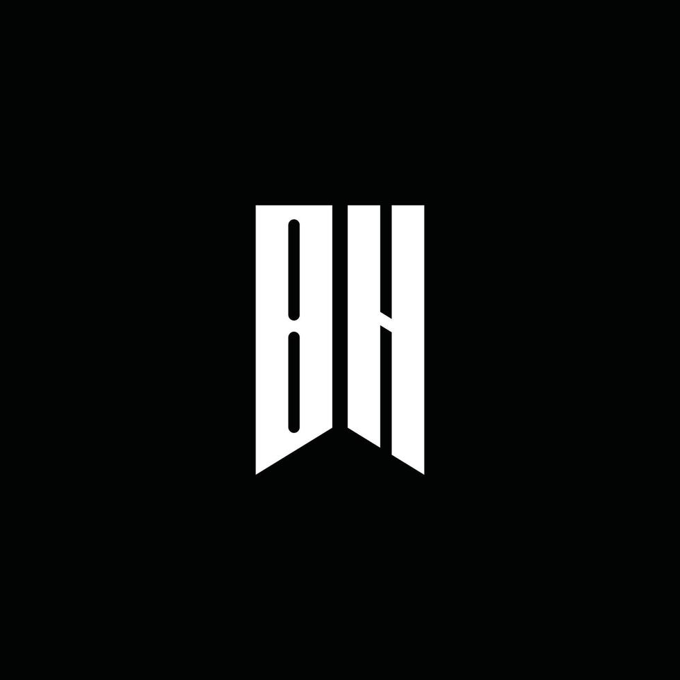 monogramme du logo bh avec style emblème isolé sur fond noir vecteur