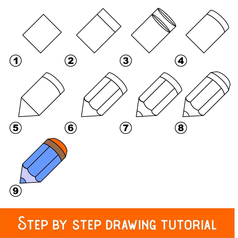 jeu pour enfants pour développer les compétences de dessin avec un niveau de jeu facile pour les enfants d'âge préscolaire, tutoriel de dessin pour crayon. vecteur