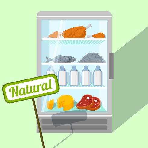 Aliments naturels au réfrigérateur vecteur