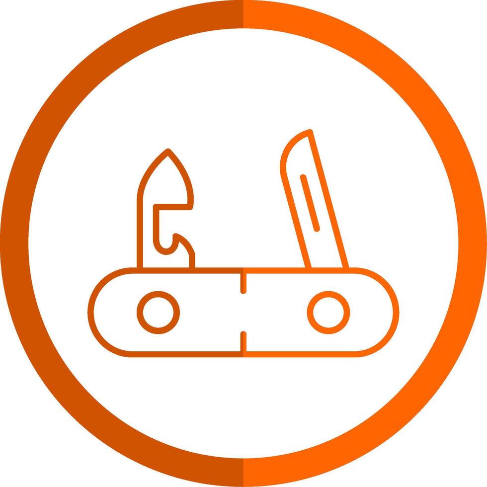 Suisse couteau ligne Orange cercle icône vecteur