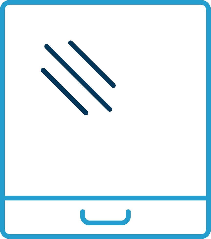 tablette ligne bleu deux Couleur icône vecteur