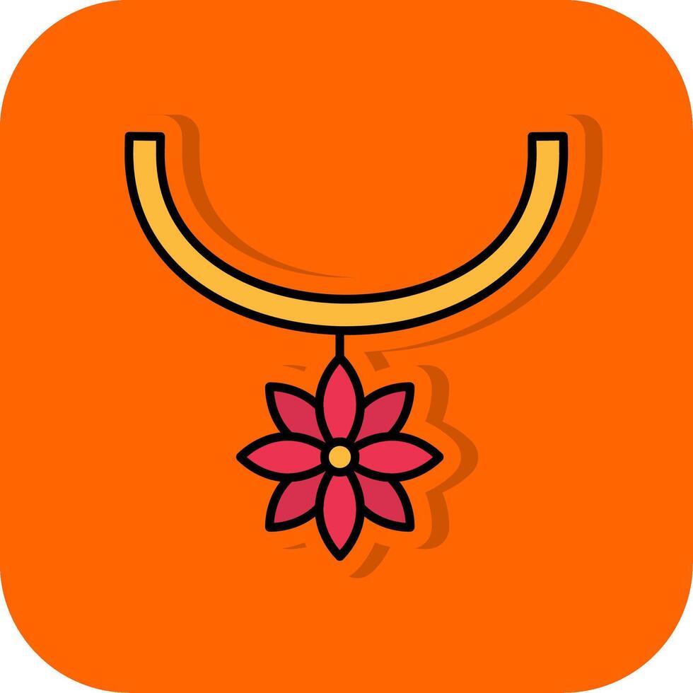 fleur Collier rempli Orange Contexte icône vecteur